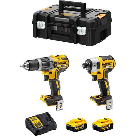 Pack DEWALT DCK266P2T : coffret Tstak, perceuse à percussion, visseuse à chocs, chargeur et 2 batteries 5Ah